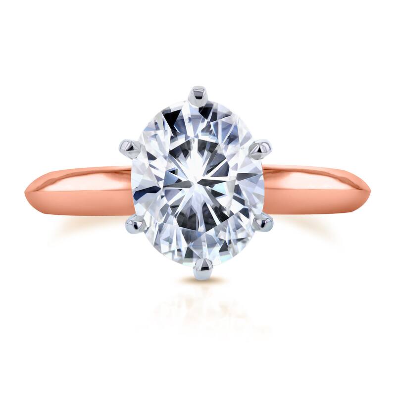 Annello by Kobelli Rose Gold Oval 2 1/10ct Moissanite Solitaire Engagement Ring