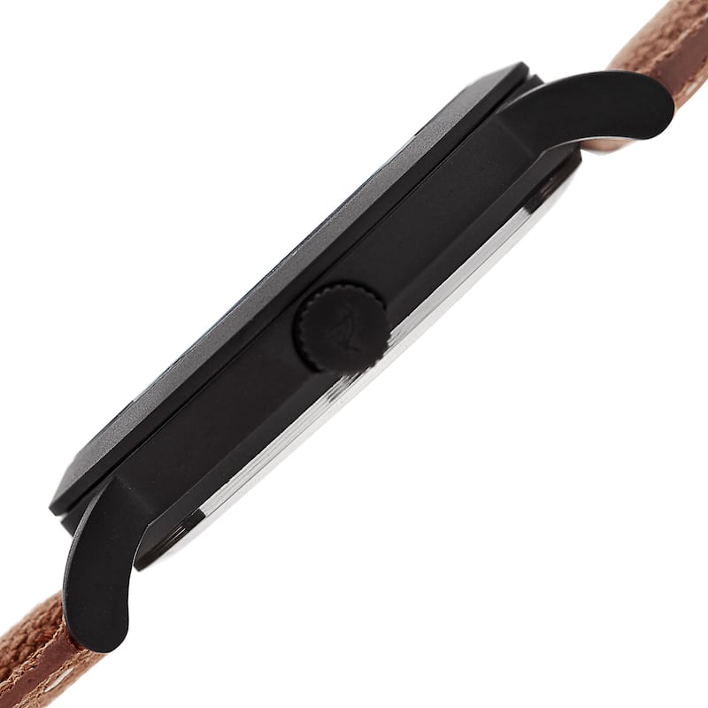 August Steiner Men's Classic Easy-to-Read Wood Dial Brown Leather Strap Watch