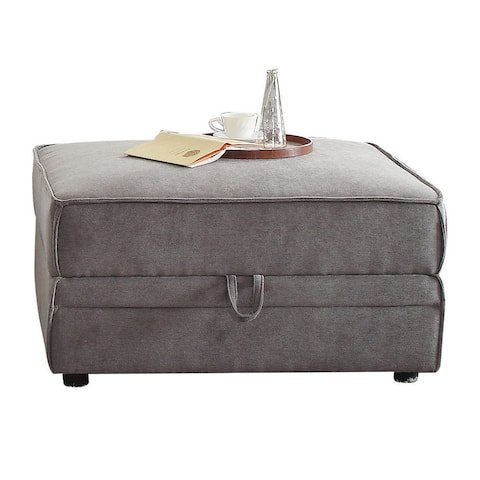 Acme Furniture Bois Grey Velvet Storage Ottoman