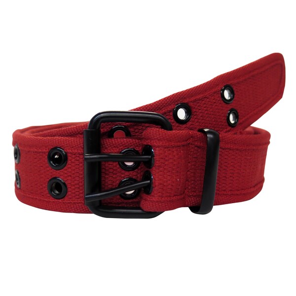 Shop Canvas Double Hole Stylish Grommets Red Belt - On Sale - Overstock - 14270060