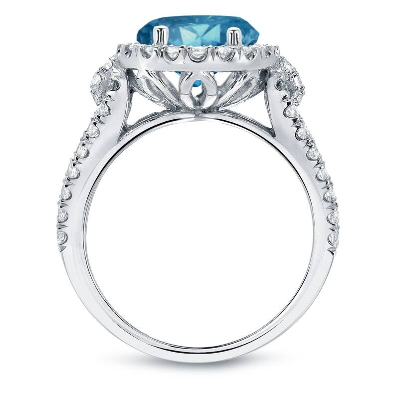 Auriya 14k Gold Round 2 1/3ctw Halo Blue Diamond Engagement Ring (H-I, SI2-SI3)