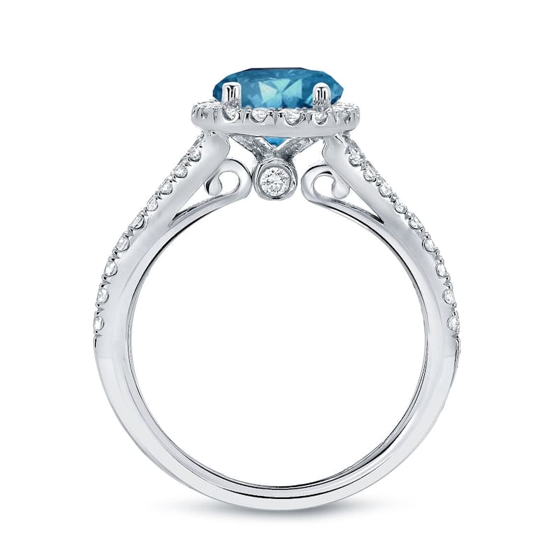 Auriya 2ctw Round Halo Blue Diamond Engagement Ring 14k Gold (H-I, SI2-SI3)
