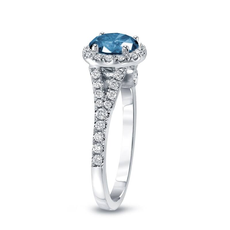 Auriya 1 1/2ctw Round Halo Blue Diamond Engagement Ring 14k Gold (H-I, SI1-SI2)