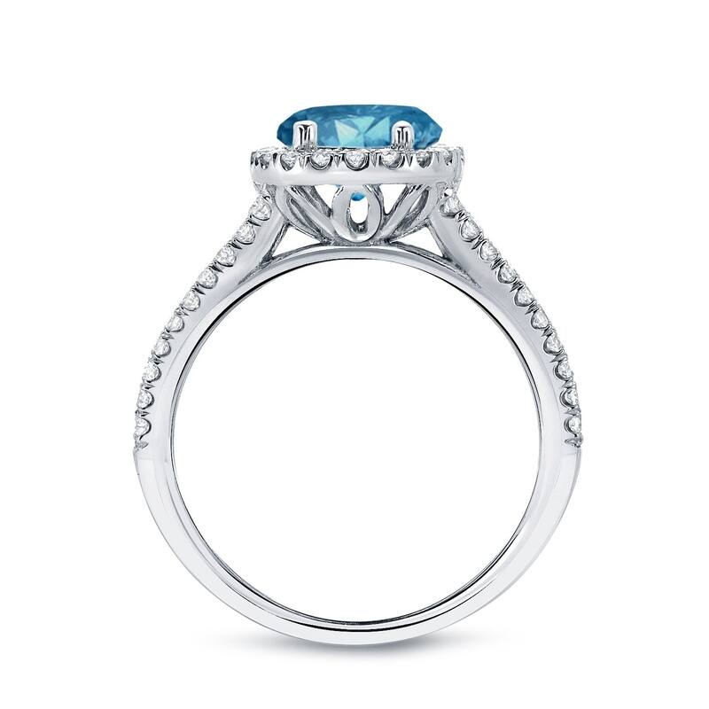 Auriya 1 1/3ctw Round Halo Blue Diamond Engagement Ring 14k Gold