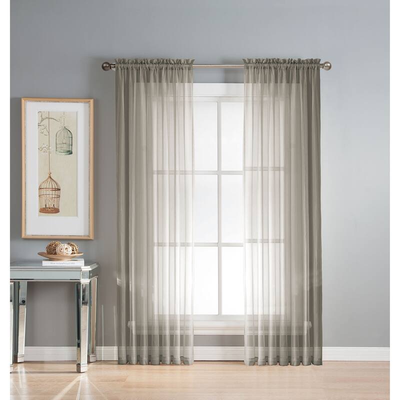 Window Elements Diamond Sheer Voile 56 x 95 in. Rod Pocket Curtain Panel - 56 x 95 - 56 x 95