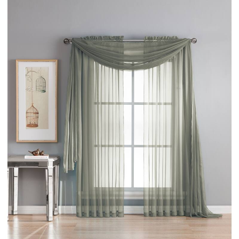 Window Elements Diamond Sheer Voile 56 x 95 in. Rod Pocket Curtain Panel - 56 x 95 - 56 x 95