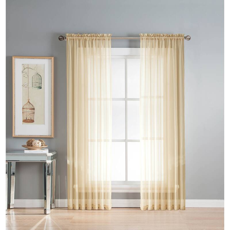 Window Elements Diamond Sheer Voile 56 x 95 in. Rod Pocket Curtain Panel - 56 x 95 - 56 x 95