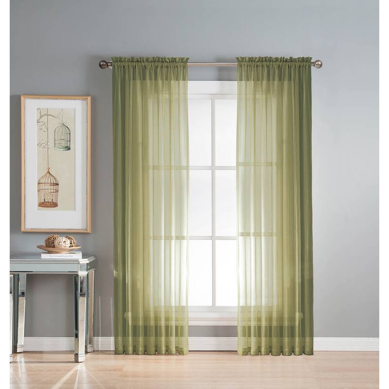 Window Elements Diamond Sheer Voile 56 x 95 in. Rod Pocket Curtain Panel - 56 x 95 - 56 x 95