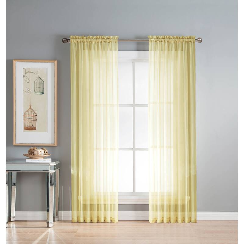 Window Elements Diamond Sheer Voile 56 x 95 in. Rod Pocket Curtain Panel - 56 x 95 - 56 x 95