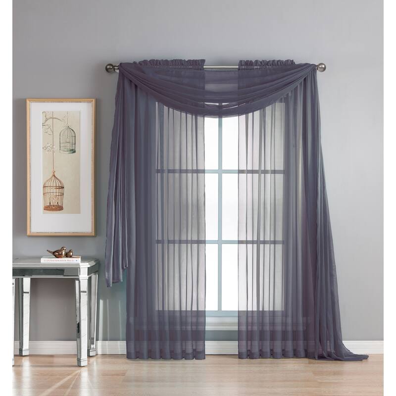 Window Elements Diamond Sheer Voile 56 x 95 in. Rod Pocket Curtain Panel - 56 x 95 - 56 x 95
