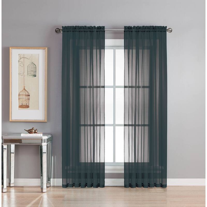 Window Elements Diamond Sheer Voile 56 x 95 in. Rod Pocket Curtain Panel - 56 x 95 - 56 x 95