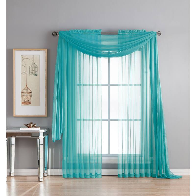 Window Elements Diamond Sheer Voile 56 x 95 in. Rod Pocket Curtain Panel - 56 x 95 - 56 x 95