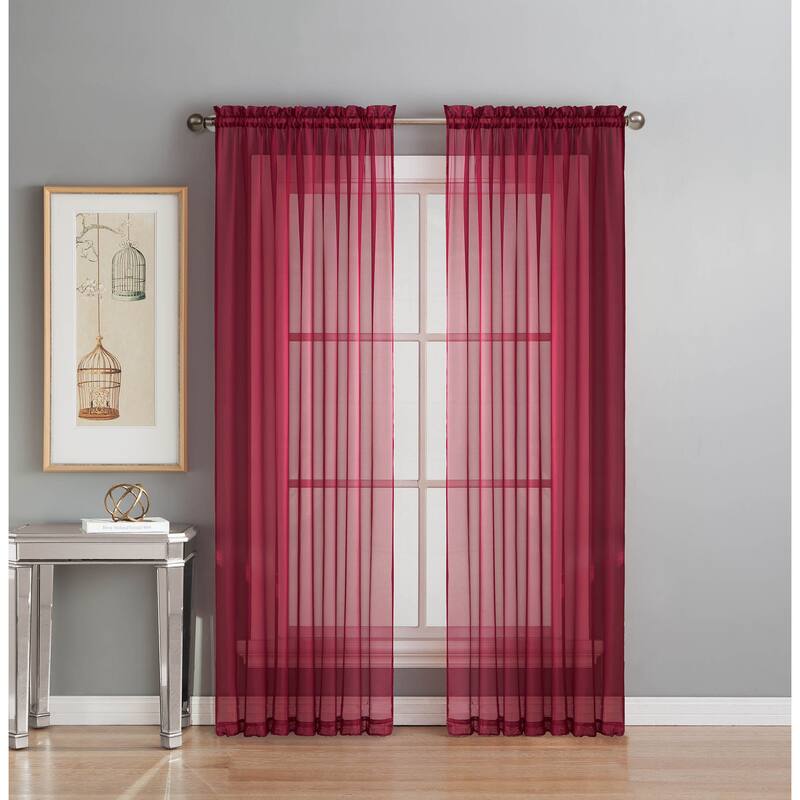 Window Elements Diamond Sheer Voile 56 x 95 in. Rod Pocket Curtain Panel - 56 x 95 - 56 x 95
