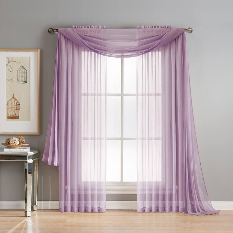 Window Elements Diamond Sheer Voile 56 x 95 in. Rod Pocket Curtain Panel - 56 x 95 - 56 x 95
