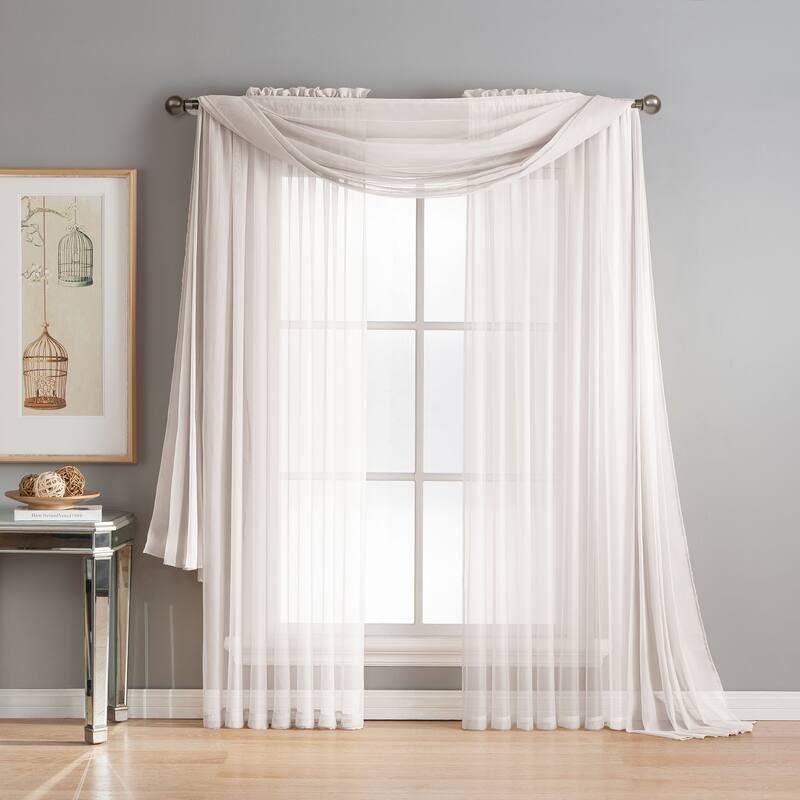Window Elements Diamond Sheer Voile 56 x 95 in. Rod Pocket Curtain Panel - 56 x 95 - 56 x 95