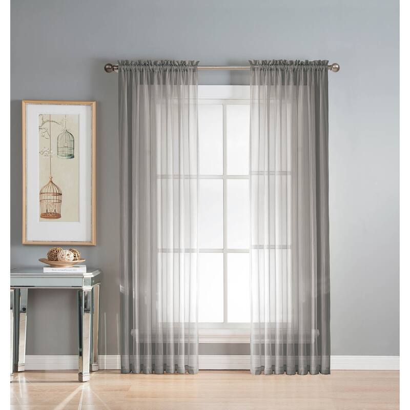 Window Elements Diamond Sheer Voile 56 x 95 in. Rod Pocket Curtain Panel - 56 x 95 - 56 x 95