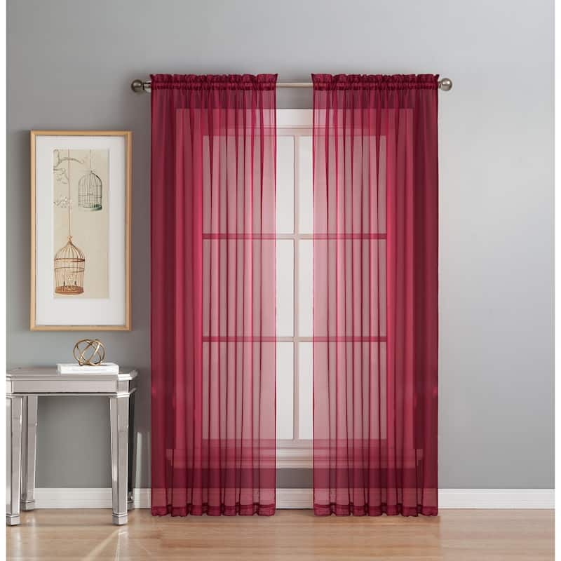 Window Elements Diamond Sheer Voile 56 x 95 in. Rod Pocket Curtain Panel - 56 x 95 - 56 x 95