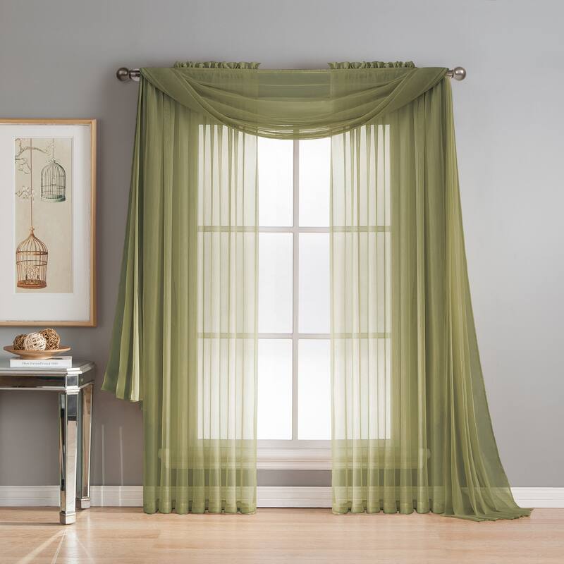 Window Elements Diamond Sheer Voile 56 x 95 in. Rod Pocket Curtain Panel - 56 x 95 - 56 x 95