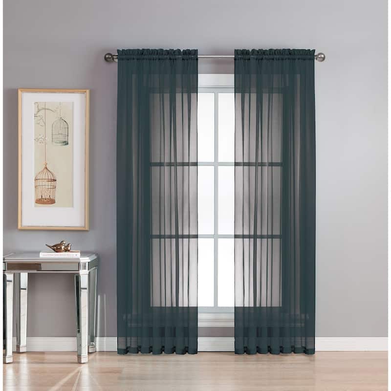 Window Elements Diamond Sheer Voile 56 x 95 in. Rod Pocket Curtain Panel - 56 x 95 - 56 x 95