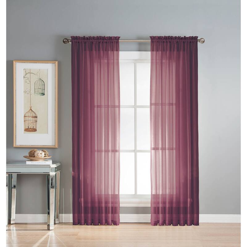 Window Elements Diamond Sheer Voile 56 x 95 in. Rod Pocket Curtain Panel - 56 x 95 - 56 x 95