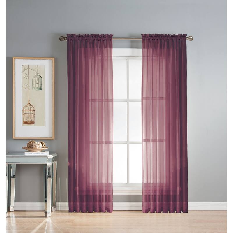Window Elements Diamond Sheer Voile 56 x 95 in. Rod Pocket Curtain Panel - 56 x 95 - 56 x 95