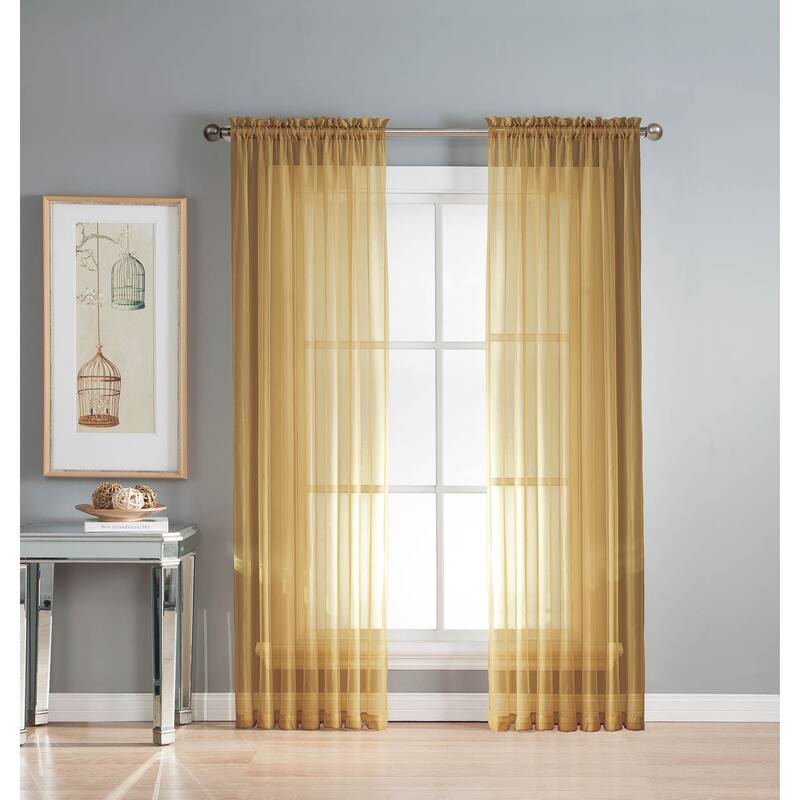 Window Elements Diamond Sheer Voile 56 x 95 in. Rod Pocket Curtain Panel - 56 x 95 - 56 x 95