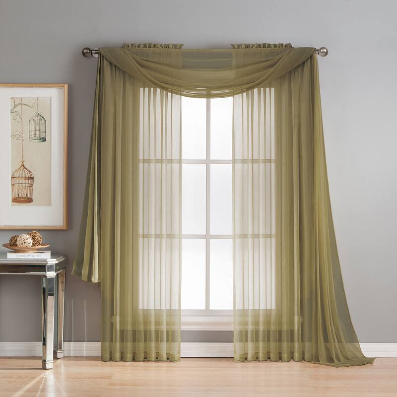 Window Elements Diamond Sheer Voile 56 x 95 in. Rod Pocket Curtain Panel - 56 x 95 - 56 x 95