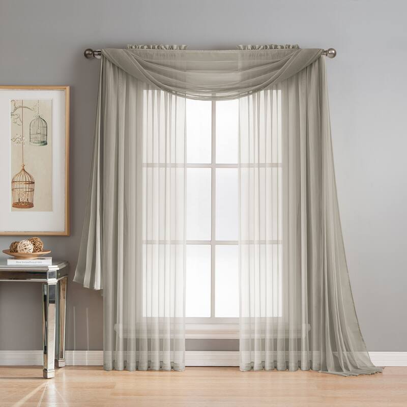 Window Elements Diamond Sheer Voile 56 x 95 in. Rod Pocket Curtain Panel - 56 x 95 - 56 x 95