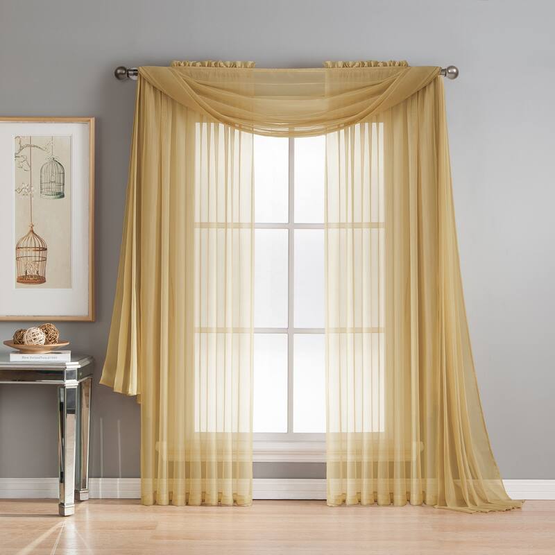 Window Elements Diamond Sheer Voile 56 x 95 in. Rod Pocket Curtain Panel - 56 x 95 - 56 x 95