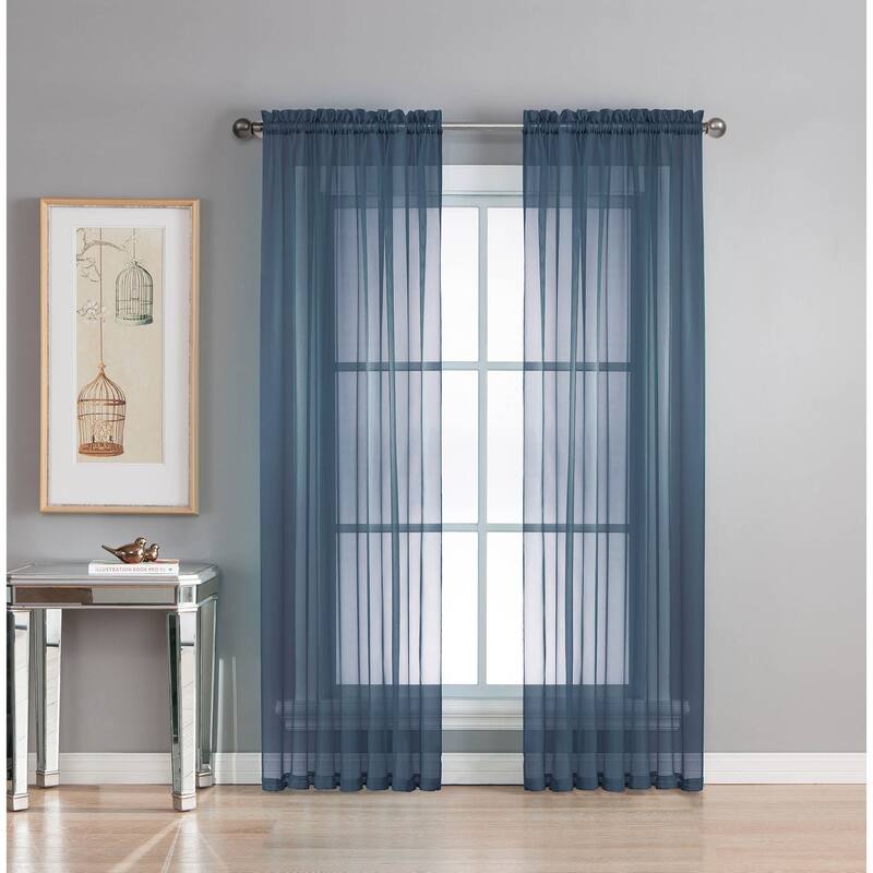 Window Elements Diamond Sheer Voile 56 x 95 in. Rod Pocket Curtain Panel - 56 x 95 - 56 x 95