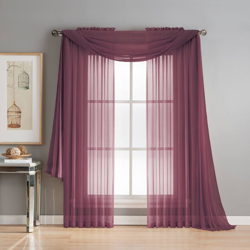 Window Elements Diamond Sheer Voile 56 x 95 in. Rod Pocket Curtain Panel - 56 x 95 - 56 x 95