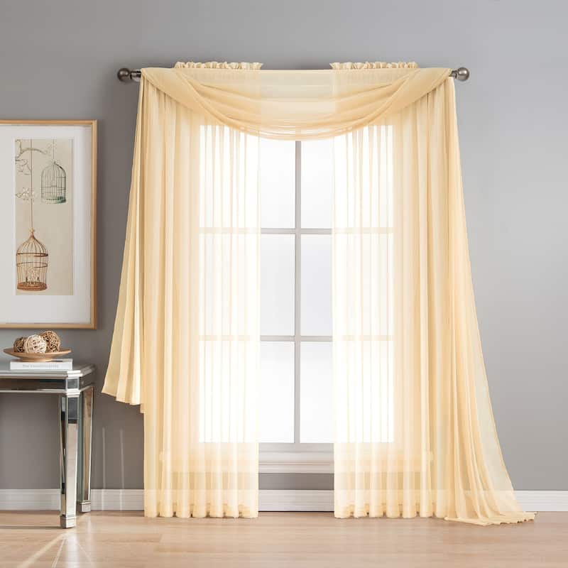 Window Elements Diamond Sheer Voile 56 x 95 in. Rod Pocket Curtain Panel - 56 x 95 - 56 x 95