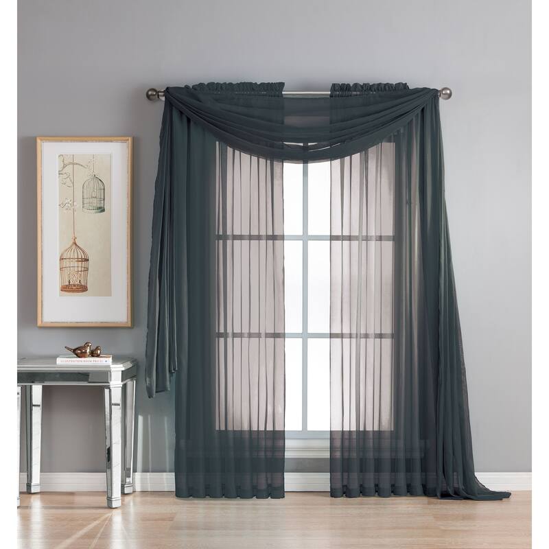 Window Elements Diamond Sheer Voile 56 x 95 in. Rod Pocket Curtain Panel - 56 x 95 - 56 x 95