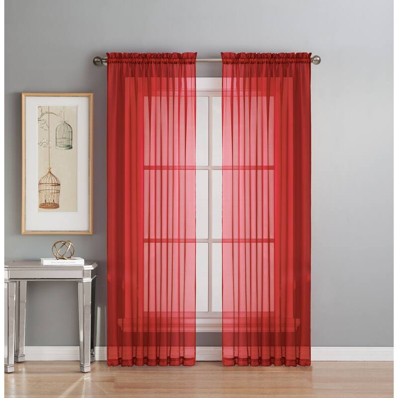 Window Elements Diamond Sheer Voile 56 x 95 in. Rod Pocket Curtain Panel - 56 x 95 - 56 x 95
