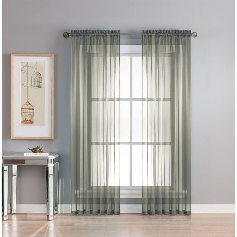 Window Elements Diamond Sheer Voile 56 x 95 in. Rod Pocket Curtain Panel - 56 x 95 - 56 x 95