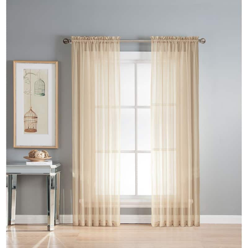 Window Elements Diamond Sheer Voile 56 x 95 in. Rod Pocket Curtain Panel - 56 x 95 - 56 x 95