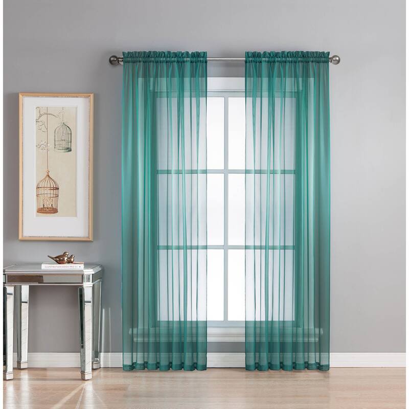 Window Elements Diamond Sheer Voile 56 x 95 in. Rod Pocket Curtain Panel - 56 x 95 - 56 x 95