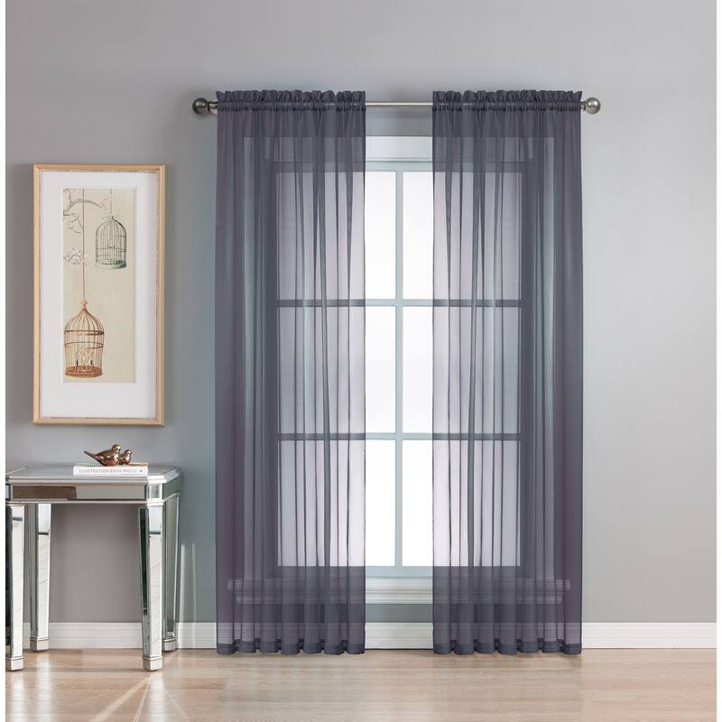 Window Elements Diamond Sheer Voile 56 x 95 in. Rod Pocket Curtain Panel - 56 x 95 - 56 x 95