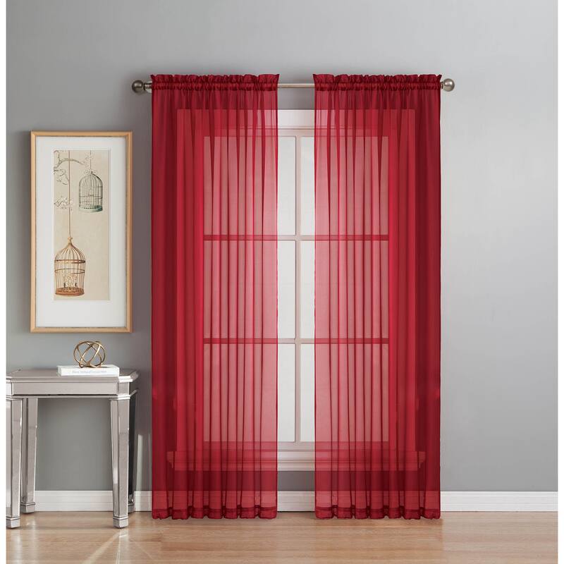 Window Elements Diamond Sheer Voile 56 x 95 in. Rod Pocket Curtain Panel - 56 x 95 - 56 x 95