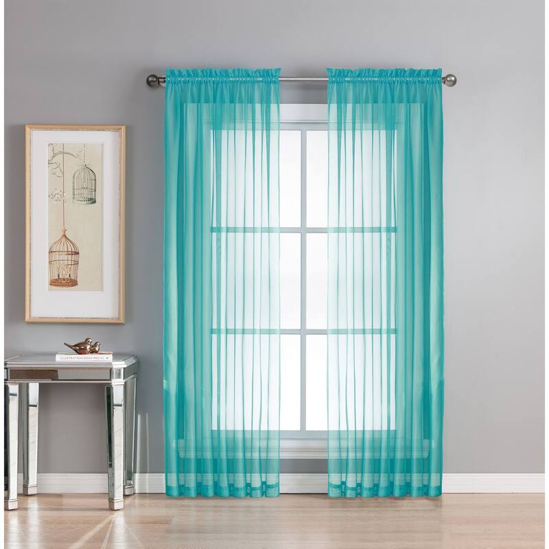Window Elements Diamond Sheer Voile 56 x 95 in. Rod Pocket Curtain Panel - 56 x 95 - 56 x 95