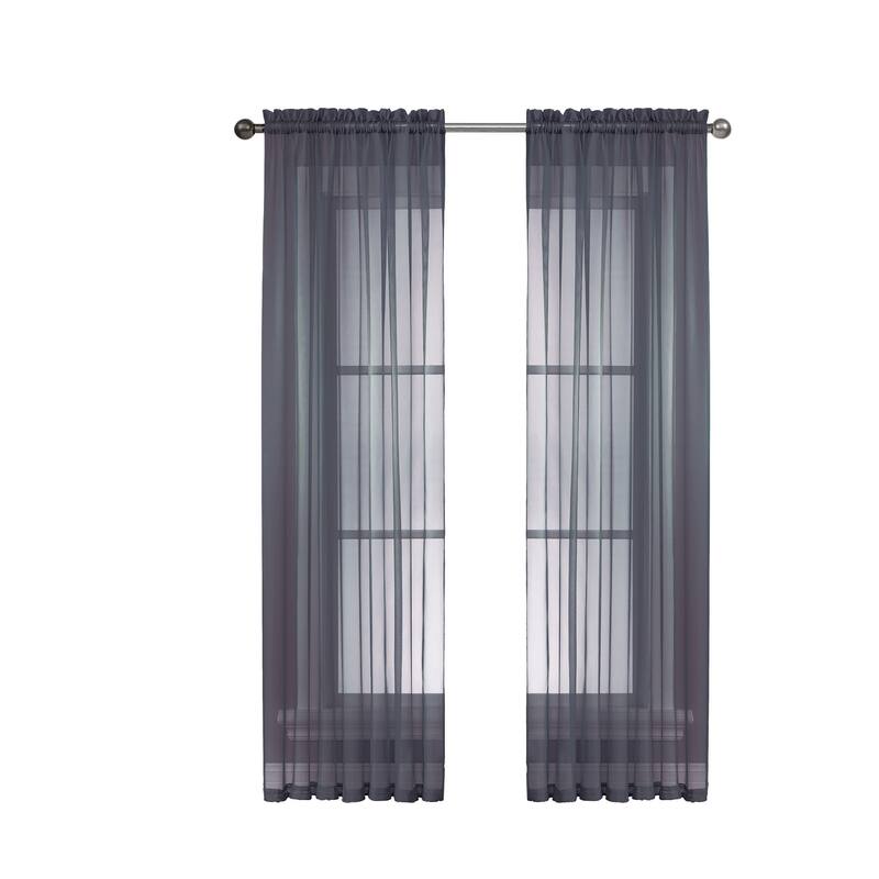 Window Elements Diamond Sheer Voile 56 x 95 in. Rod Pocket Curtain Panel - 56 x 95 - 56 x 95