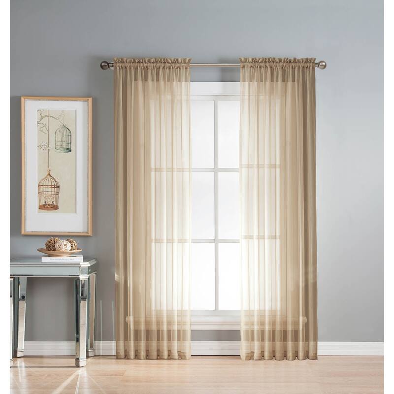 Window Elements Diamond Sheer Voile 56 x 95 in. Rod Pocket Curtain Panel - 56 x 95 - 56 x 95