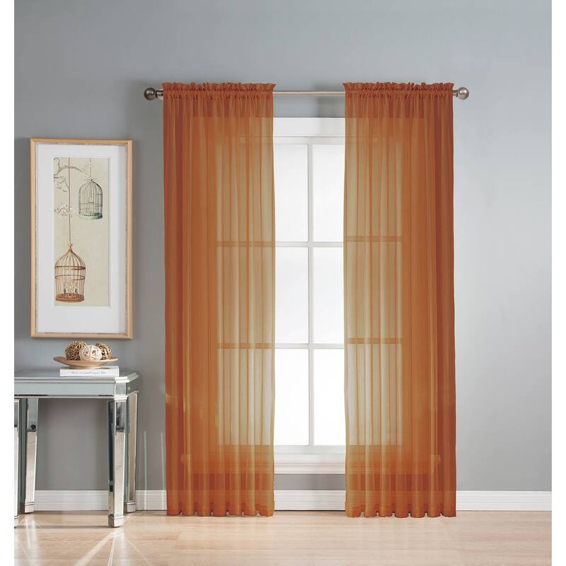 Window Elements Diamond Sheer Voile 56 x 95 in. Rod Pocket Curtain Panel - 56 x 95 - 56 x 95