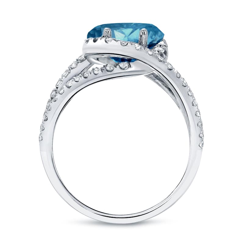 Auriya Round 1 7/8ctw Blue Halo Diamond Engagement Ring Set 14k Gold