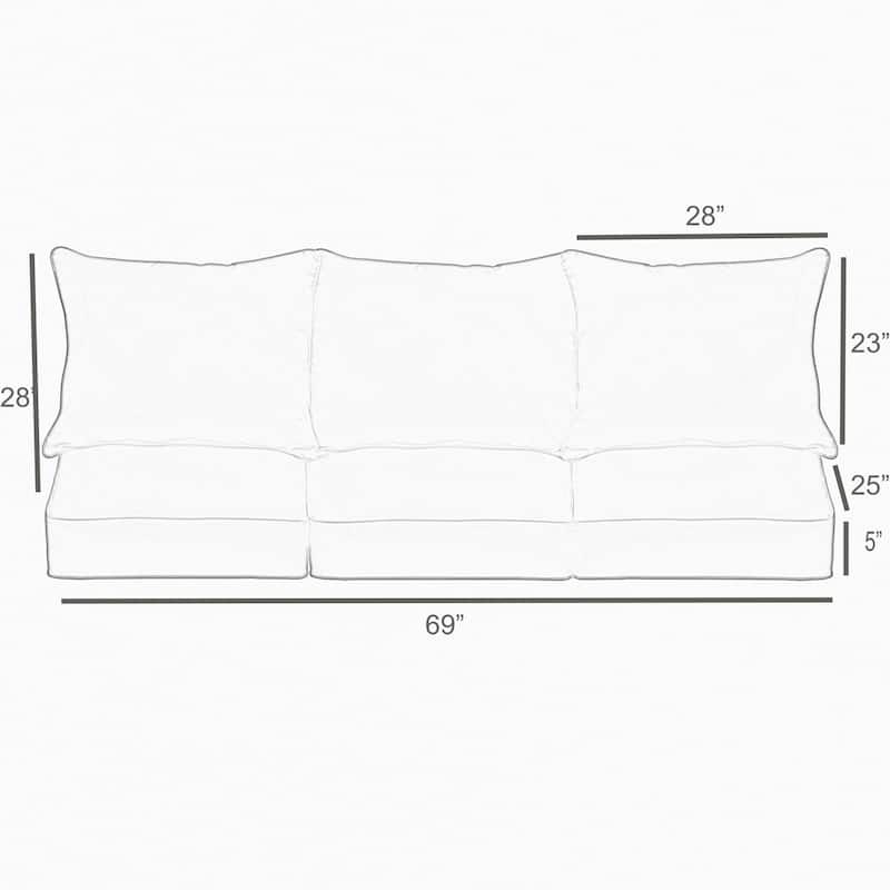 Sloane Black Indoor/ Outdoor Corded Cushion and Pillow Sofa Set