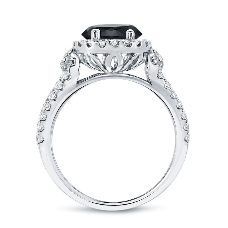 Auriya 14k Gold 1 carat TW Halo Black Diamond Engagement Ring