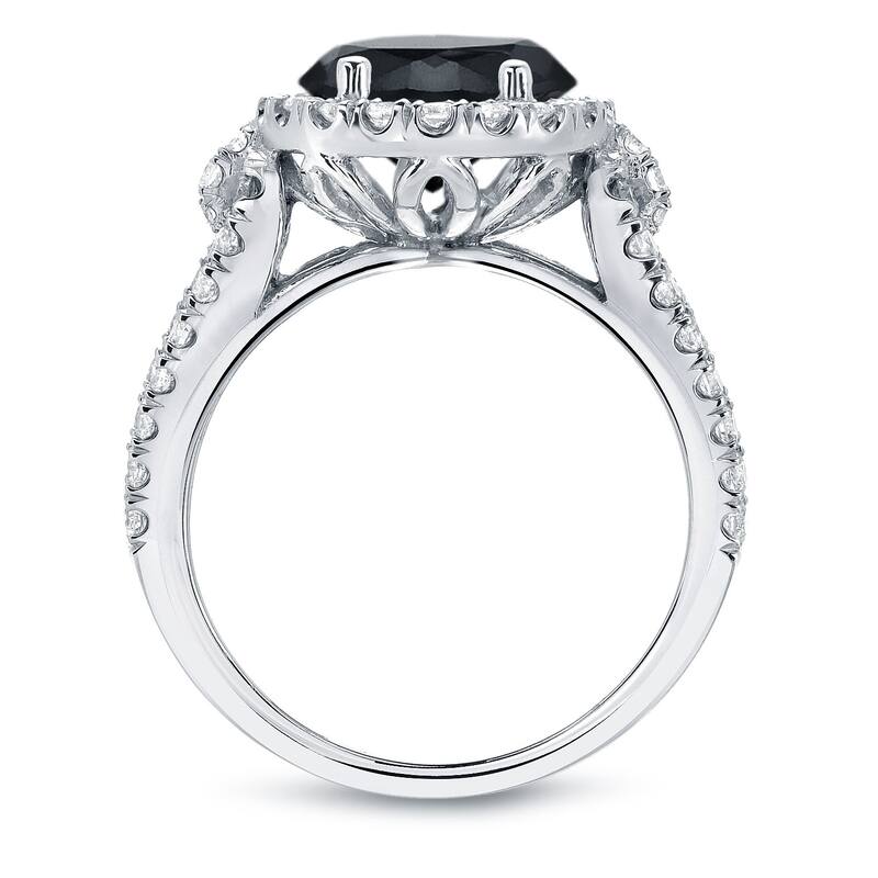 Auriya 14k Gold 2 1/3 carat TW Halo Black Diamond Engagement Ring (H-I, SI2-SI3)