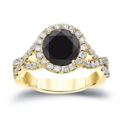 Auriya 14k Gold 2 3/4ctw Halo Black Diamond Engagement Ring