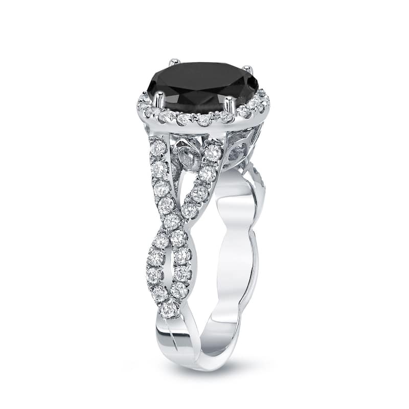 Auriya 14k Gold 2 3/4ctw Halo Black Diamond Engagement Ring