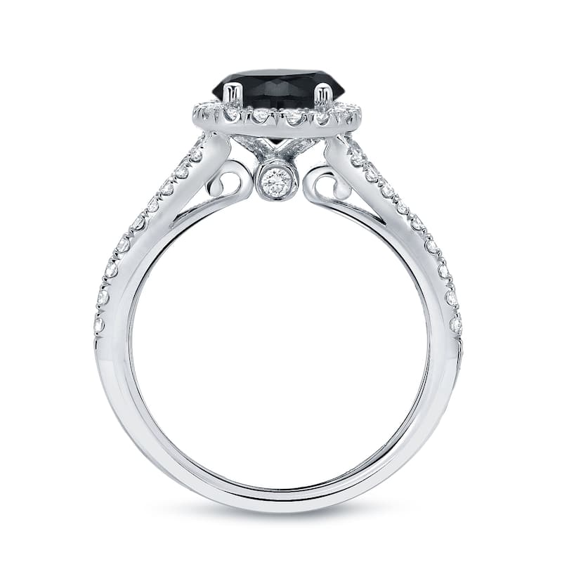 14k Gold Round 2ct TDW Black Diamond with Halo Engagement Ring by Auriya